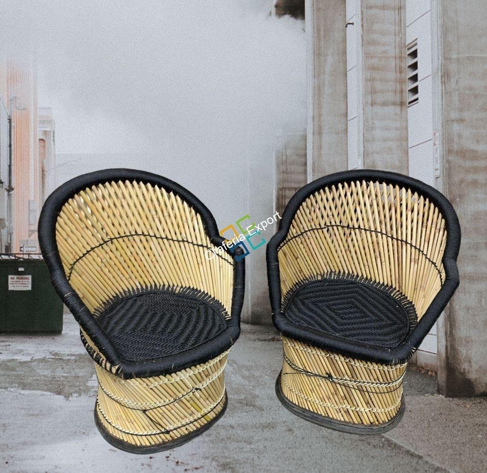 Bamboo Handmade Black XL Chairs Furniture Set with Armrest -Portable ,Durable Chairs for Indoor outdoor Use. - Image 2