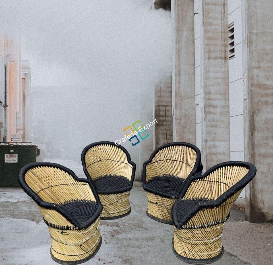 Bamboo Handmade Black XL Chairs Furniture Set with Armrest -Portable ,Durable Chairs for Indoor outdoor Use. - Image 5