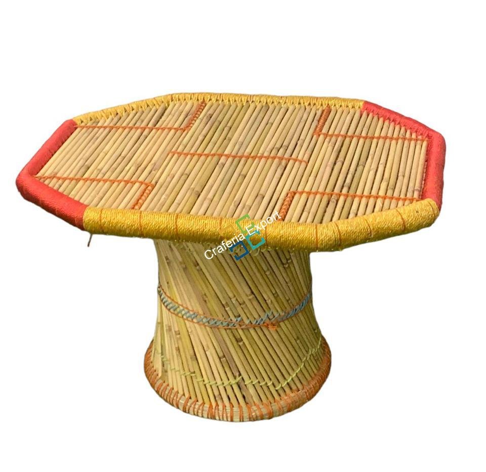 Bamboo Handmade Hexagon Table -Multi color For Living Area , Garden , Hotels