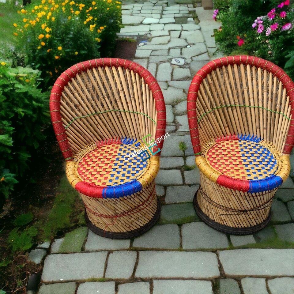 Bamboo Cane Chair Table Outdoor Furniture Set For Garden / Balcony - Image 6