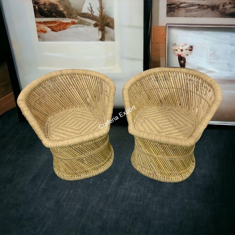 Natural Bamboo Cane Chair / Bamboo Mudda Chair for Indoor / Outdoor - Image 3