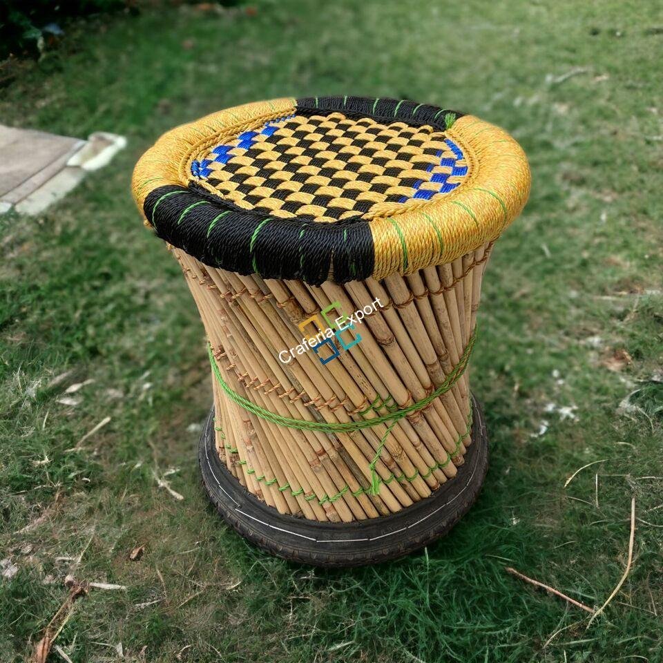 Bamboo Stool / Mudda Stool set of 2 for Balcony, Garden, Living room - Image 7