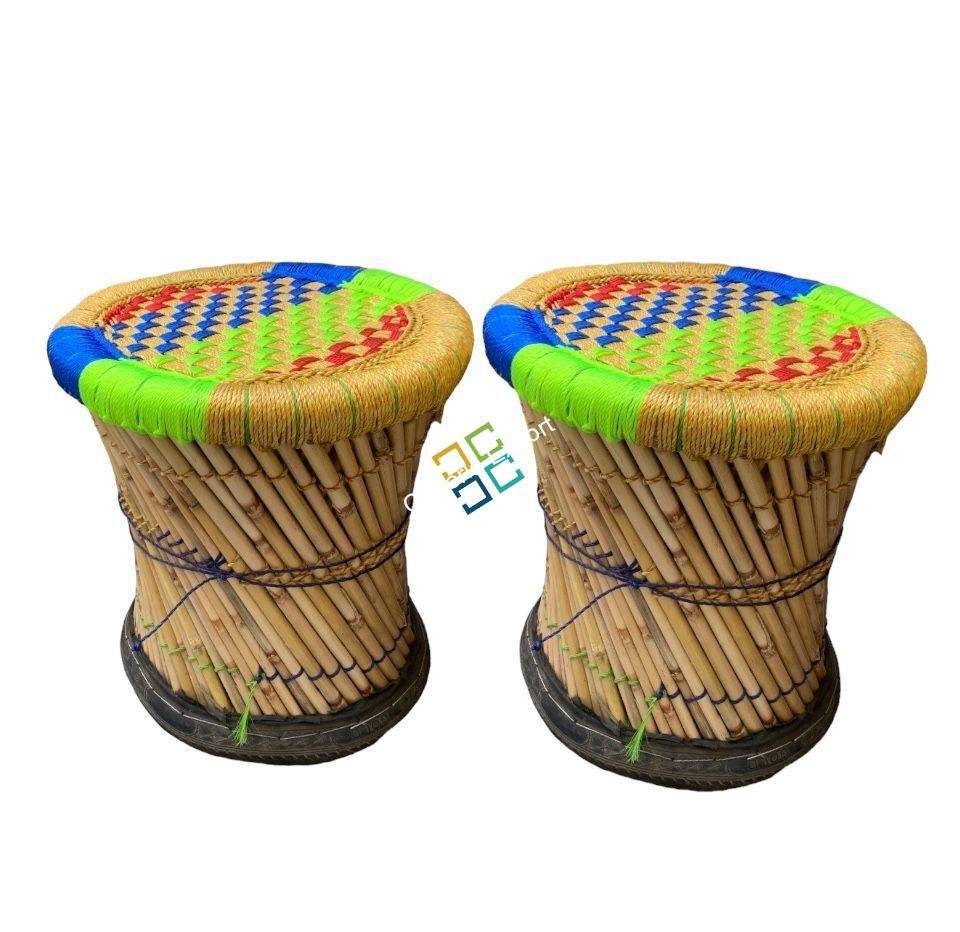 Bamboo Stool / Mudda Stool set of 2 for Balcony, Garden, Living room - Image 3