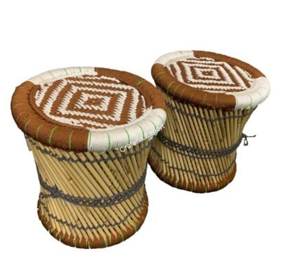 Natural Bamboo Handmade Stool /Mudda of Rashmi Fabrics for Indoor and Outdoor - Image 3