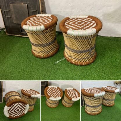 Natural Bamboo Handmade Stool /Mudda of Rashmi Fabrics for Indoor and Outdoor - Image 6