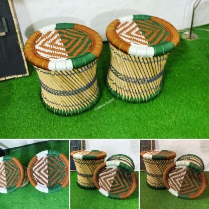 Natural Bamboo Handmade Stool /Mudda of Rashmi Fabrics for Indoor and Outdoor - Image 2
