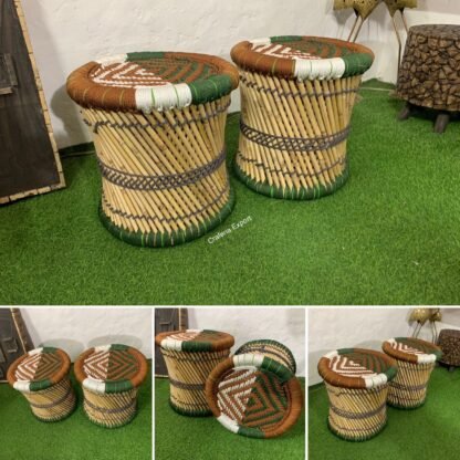 Natural Bamboo Handmade Stool /Mudda of Rashmi Fabrics for Indoor and Outdoor - Image 5