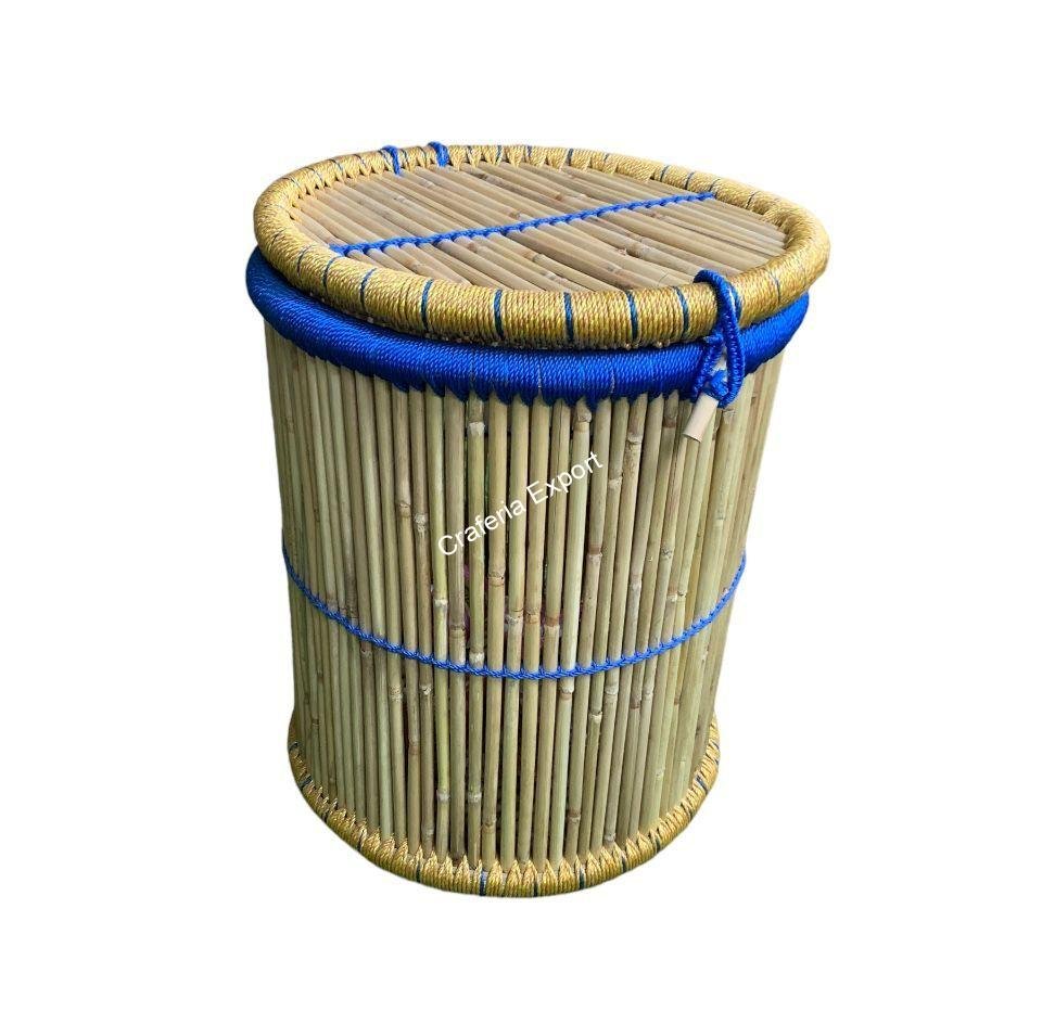 Eco-Friendly Round Bamboo Cane Jute Rope Hand Made Laundry Storage Basket - Image 2