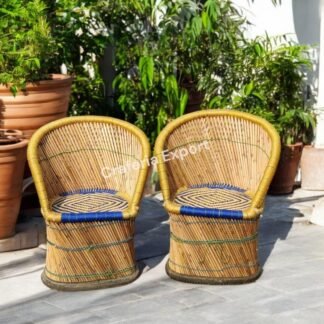 Classic Mudda Bamboo Chair (Set of 2) in Multi Color Extra Large Size | Indoor Outdoor Furniture