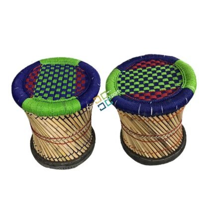 Natural handmade bamboo Mudha stool pair for home furnishing- Medium size