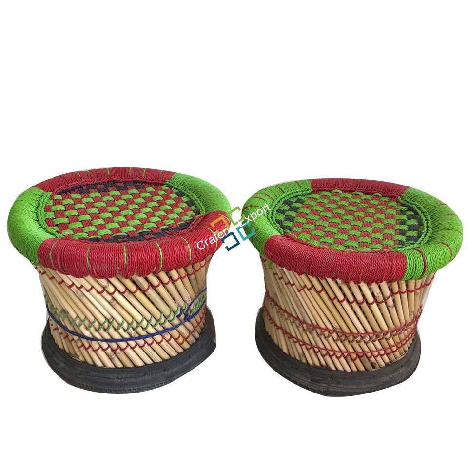 Natural bamboo Mudha Stool Pair/Muddha sitting stools- Small Size