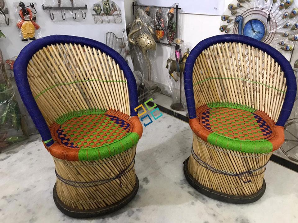 Handicraft Cane Bamboo chairs for outdoor/indoor use (set of 2)-medium