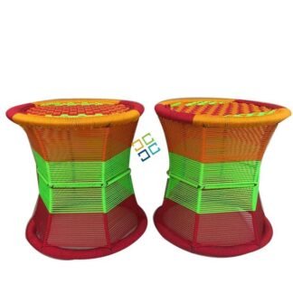 Cane Stool Mudha Sitting / Chair for Indoor/Outdoor - Lightgreen