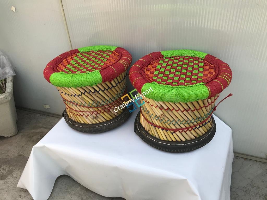 Natural bamboo Mudha Stool Pair/Muddha sitting stools- Small Size - Image 3