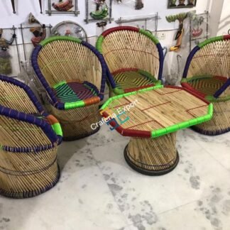 Handicraft Cane Bamboo Chairs with Table For Outdoor/Indoor Use (set of 5)