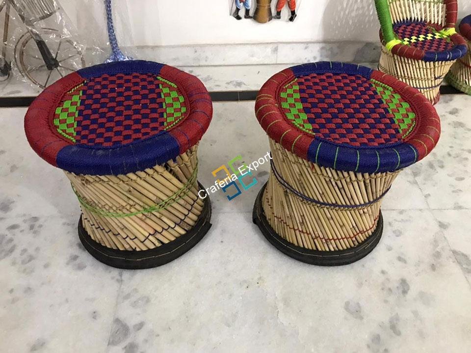 Handcrafted Mudha Stools Outdoor/Indoor(set of 2) Large Size - Image 5
