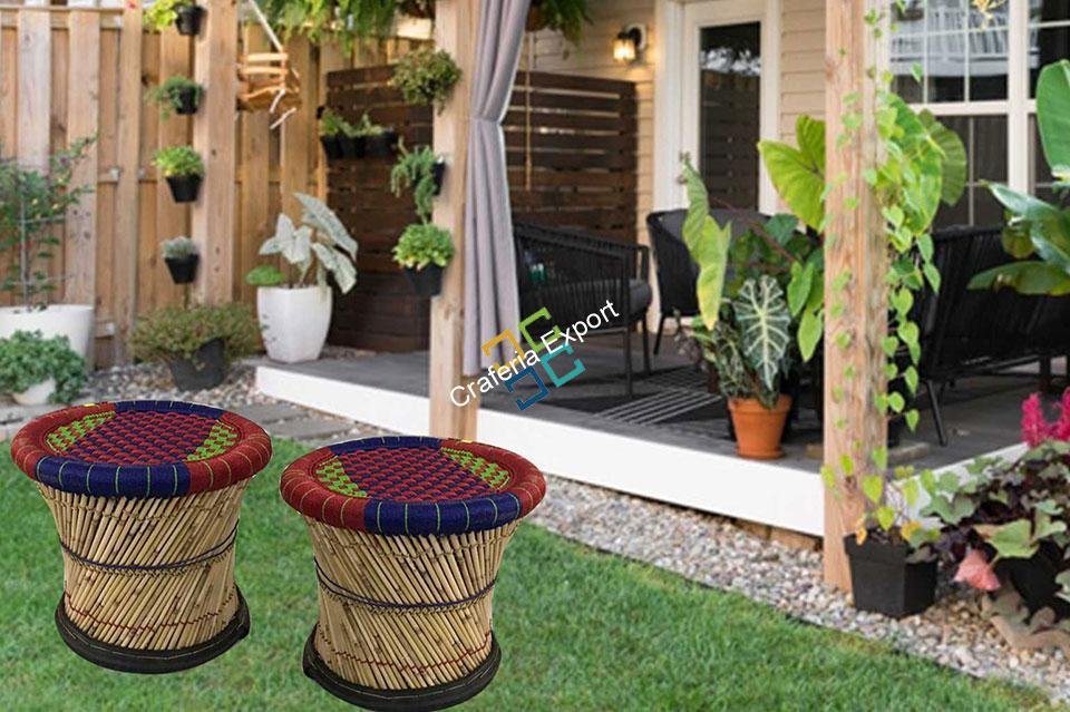 Handcrafted Mudha Stools Outdoor/Indoor(set of 2) Large Size - Image 6