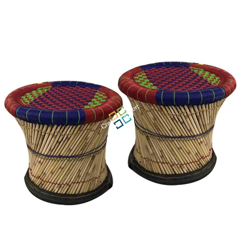 Handcrafted Mudha Stools Outdoor/Indoor(set of 2) Large Size - Image 2
