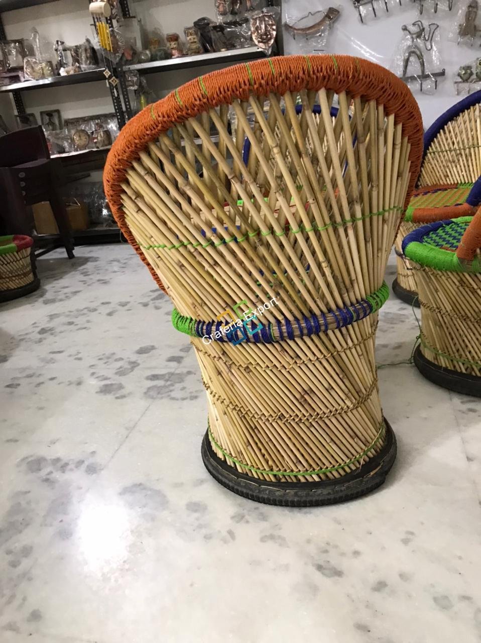 Bamboo Mudda Chairs Table Furniture set (Set of 5) medium size - Image 6