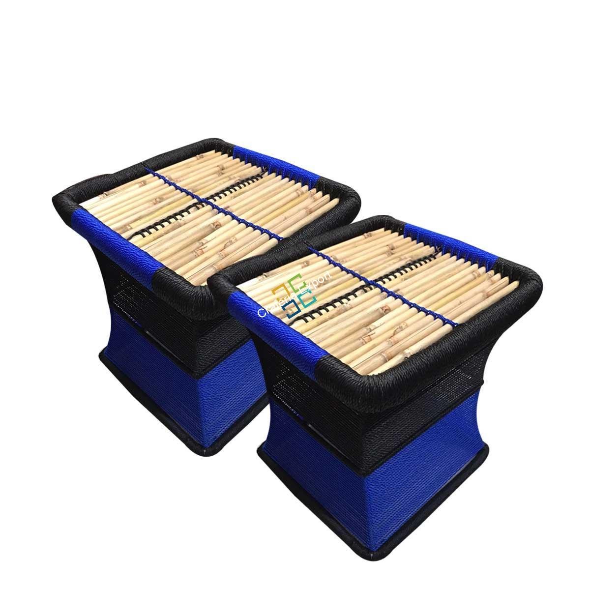 Bamboo Rope Iron Stools Mudha /Table Mudha Set of 2 - Image 4