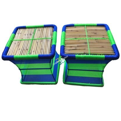Bamboo Rope Iron Stools Mudha /Table Mudha Set of 2 - Image 5