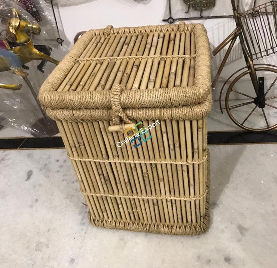 Handmade Bamboo Laundry /Hamper Basket For Home Useful (medium Size) - Image 3