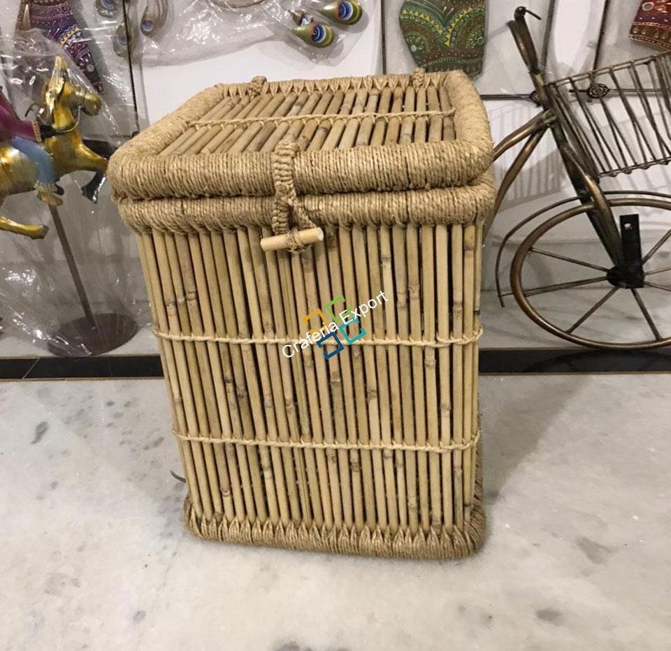Handmade Bamboo Laundry /Hamper Basket For Home Useful (medium Size) - Image 4