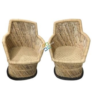 Natural Mudha chairs with Handrest set of 2 (xl size)