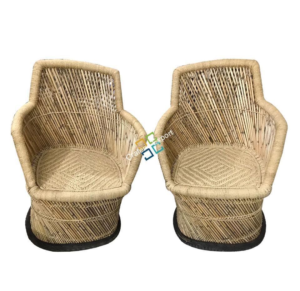 Natural Mudha Chairs with Handrest set of 2 (xl size)