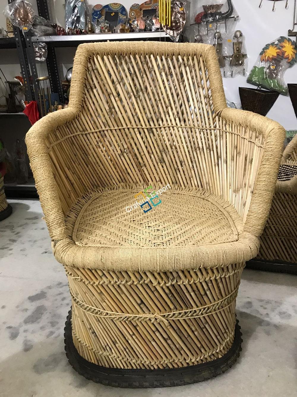 Natural Mudha Chairs with Handrest set of 2 (xl size) - Image 2