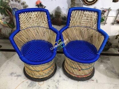 Blue Mudha chairs with Handrest set of 2 (xl size) - Image 3