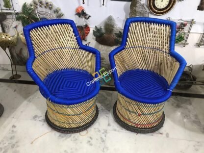 Blue Mudha chairs with Handrest set of 2 (xl size) - Image 2