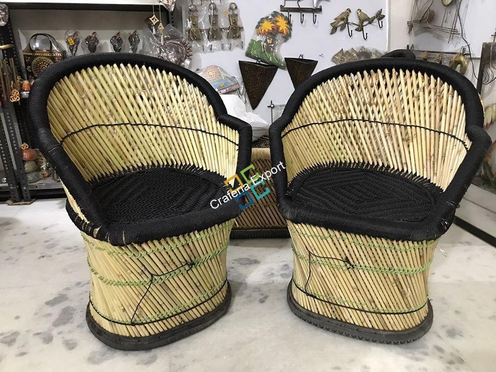 Black Mudha Chairs with Handrest Set of 2 (Large size ) - Image 2