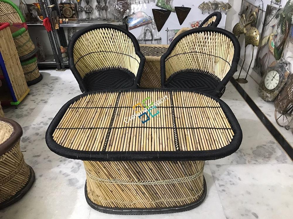 Black Mudha Set with Handrest (set of 3) large chair and Xl table - Image 2