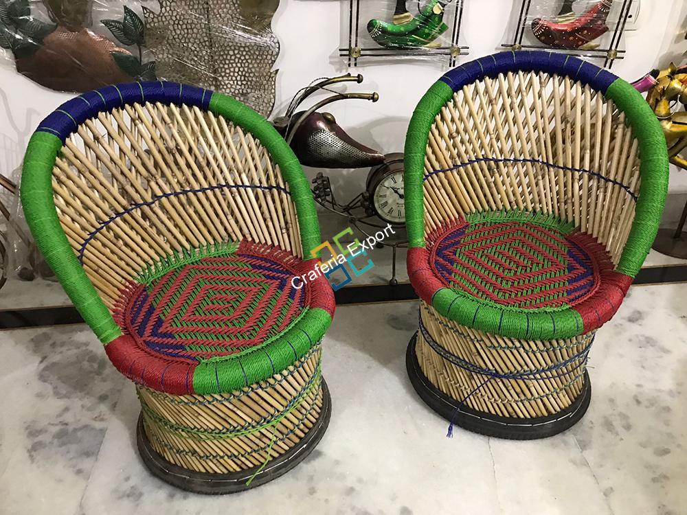 Bamboo Mudha/Muddha Chairs set of 2 (Small Size)