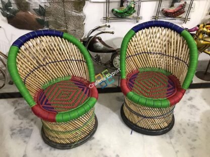 Bamboo Mudha/Muddha Chairs set of 2 (Small Size) - Image 3
