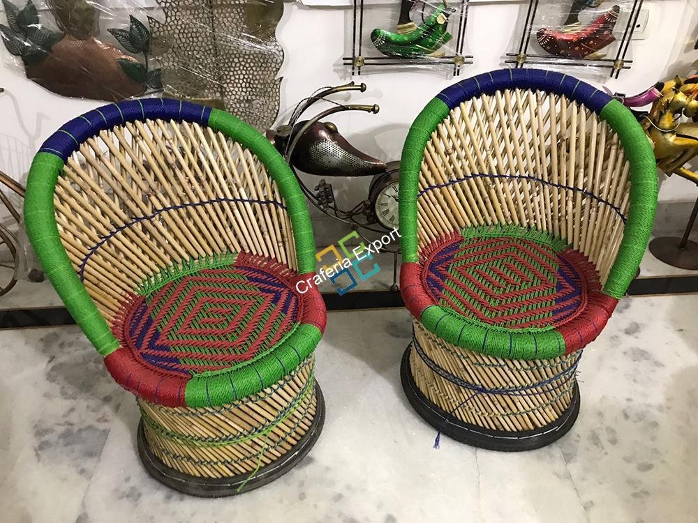 Bamboo Mudha/Muddha Chairs set of 2 (Small Size) - Image 3