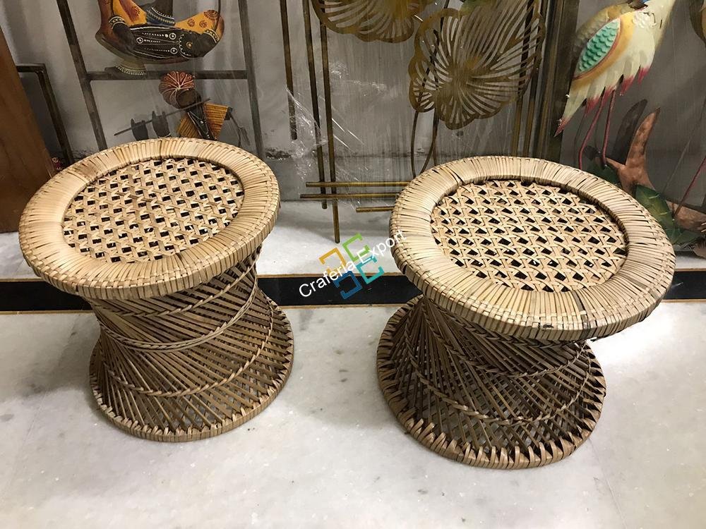 Eco-Friendly Cane Stools Set of 2 - Image 3