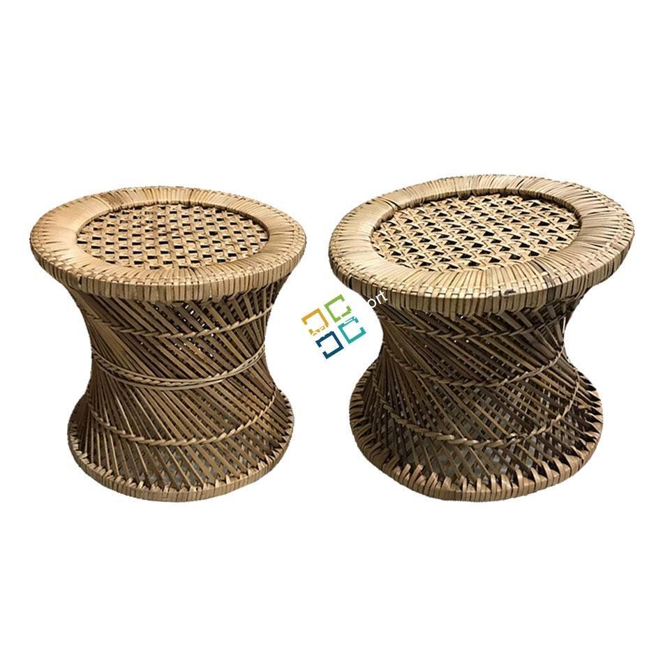 Eco-Friendly Cane Stools Set of 2