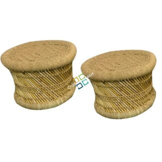 Natural Bamboo Mudha Stool Indoor/ Outdoor Furnishings (Set of 2 )