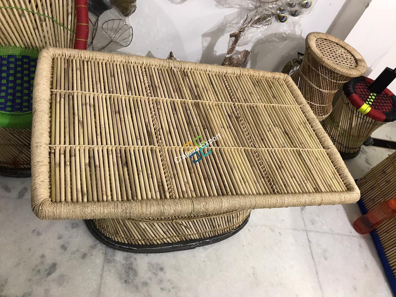 Bamboo Cane Rectangle Shaped Table for Outdoor Activities - Extra Large Size - Image 2