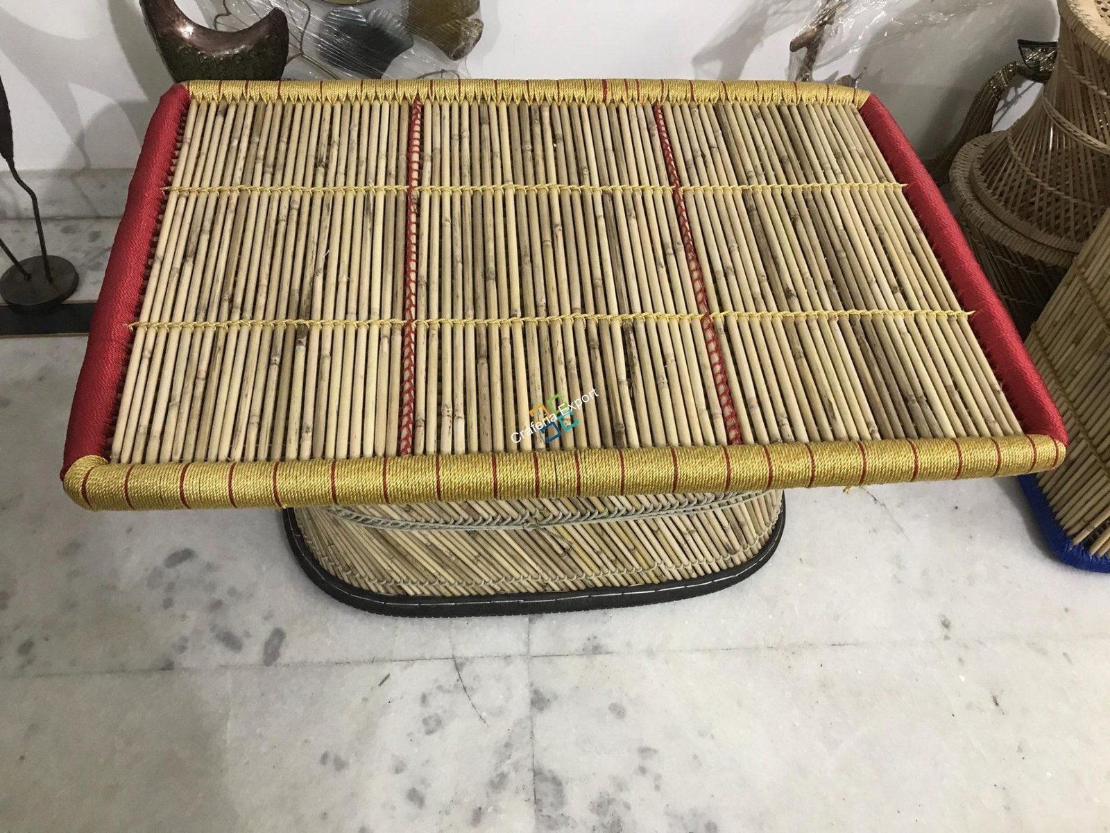Bamboo Cane Rectangle Shaped Table for Outdoor Activities - Extra Large Size - Image 3