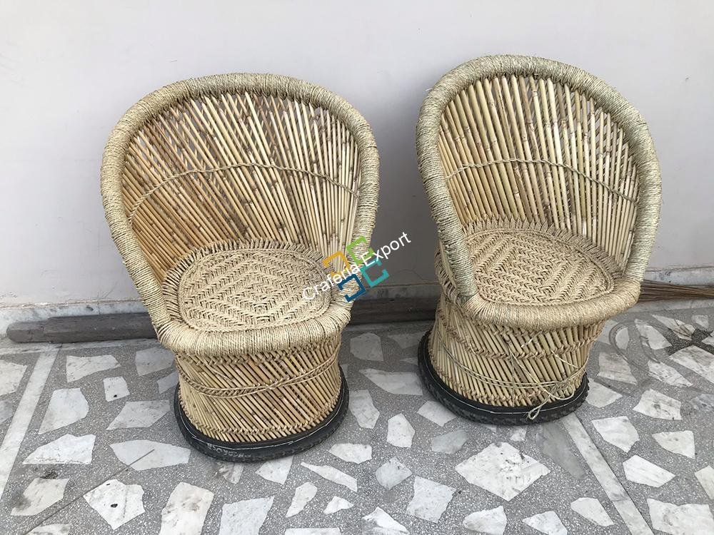 Bamboo Natural mudha chairs set of 2 (Large Chair) - Image 2
