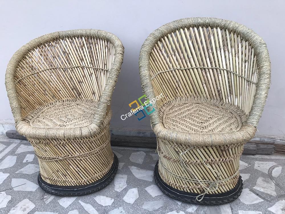Bamboo Natural mudha chairs set of 2 (Large Chair) - Image 4