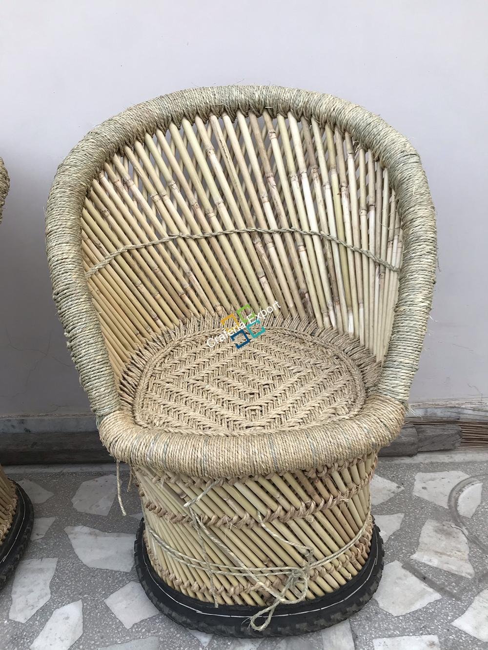 Bamboo Natural mudha chairs set of 2 (Large Chair) - Image 3
