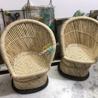 Bamboo Natural mudha chairs set of 2 (Large Chair)