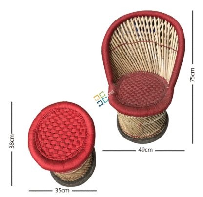 Natural Handmade Bamboo Chair With Stool(Set of 2) - Image 2