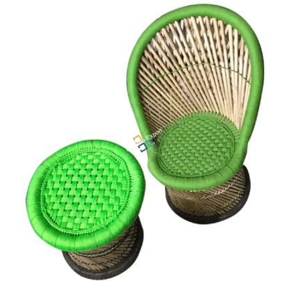 Natural Handmade Bamboo Chair With Stool(Set of 2) - Image 5