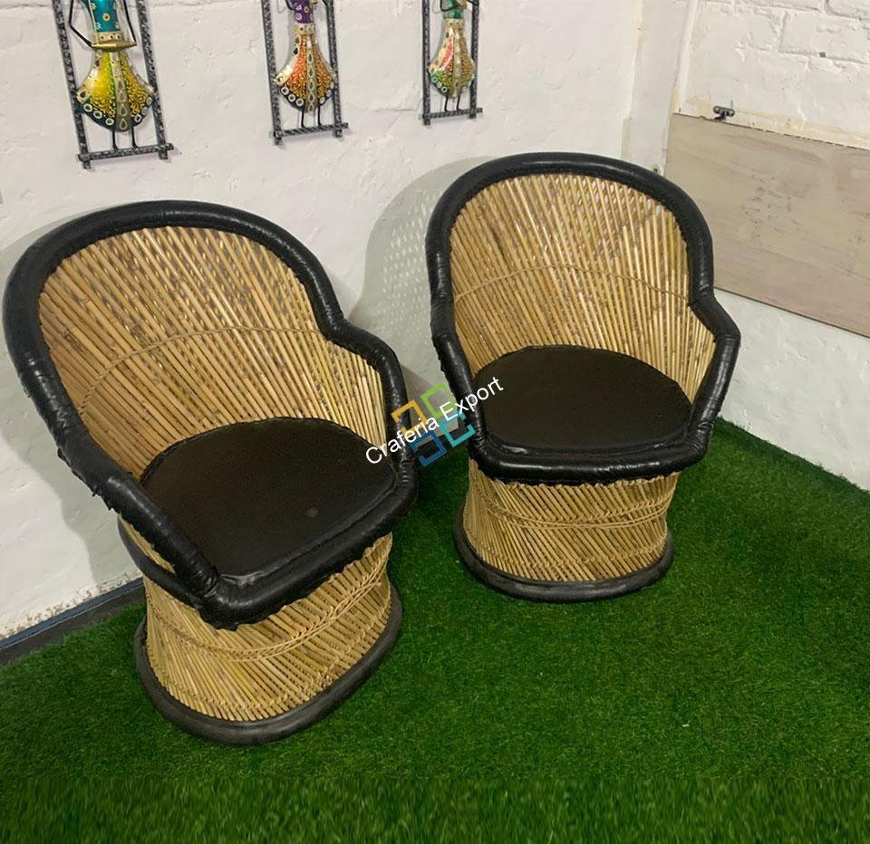 Natural Weaving Bamboo Mudda Black (Chairs Set of 2) - Image 5