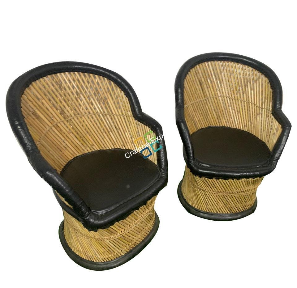 Natural Weaving Bamboo Mudda Black (Chairs Set of 2)